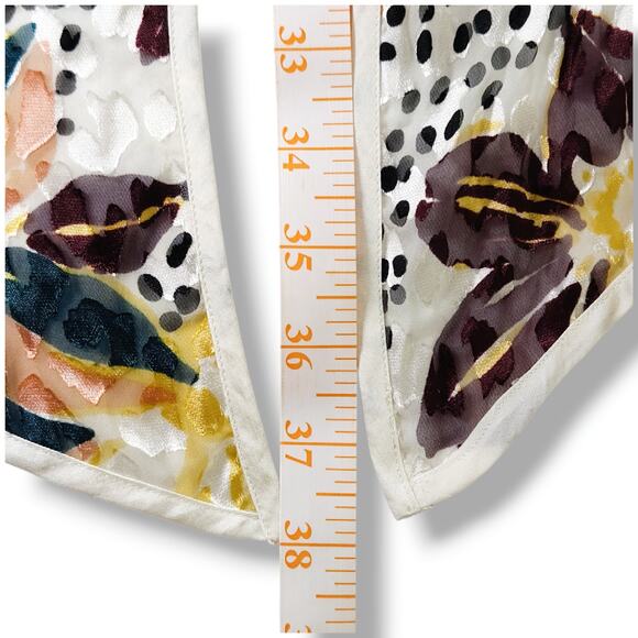 EUC Free People Floral Print Cropped Silk Blend Burnout Kimono Sz. XS White - Picture 13 of 14